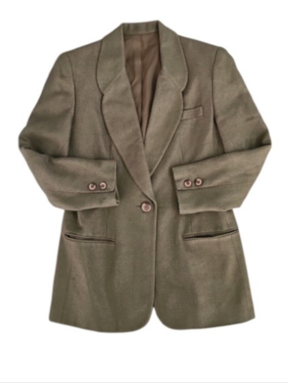 Ann May 100% Silk Blazer Women 6 Gold Herringbone Vintage Longline Jacket